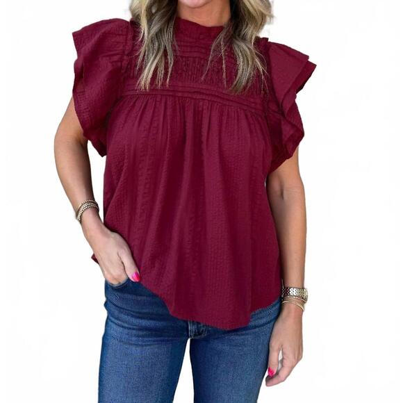 NEW THML flutter top in bordeaux - Picture 3 of 5